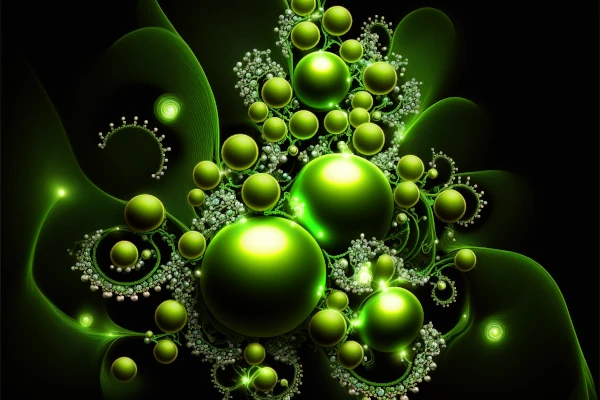 string of pearls, green neon colors